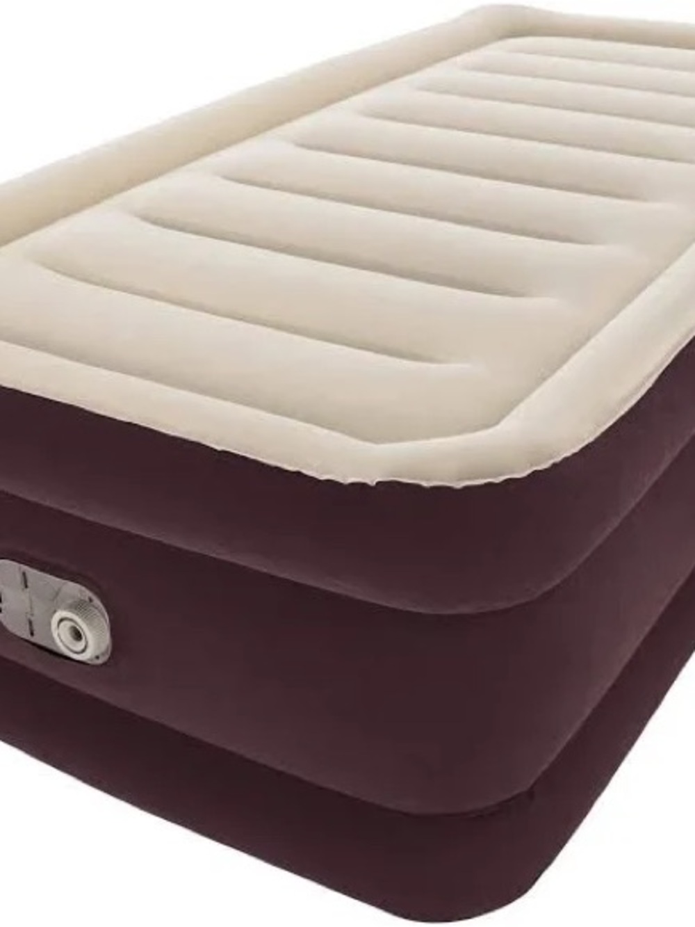 Inflatable Raised Air Mattress - Cream Top with Brown Base